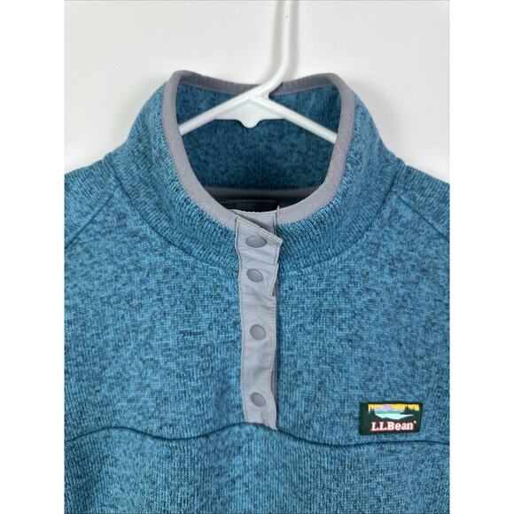 LL Bean Pullover Womens Small Reg Teal Blue Long Sleeve 1/4 Snap Sweater Fleece - Picture 2 of 10